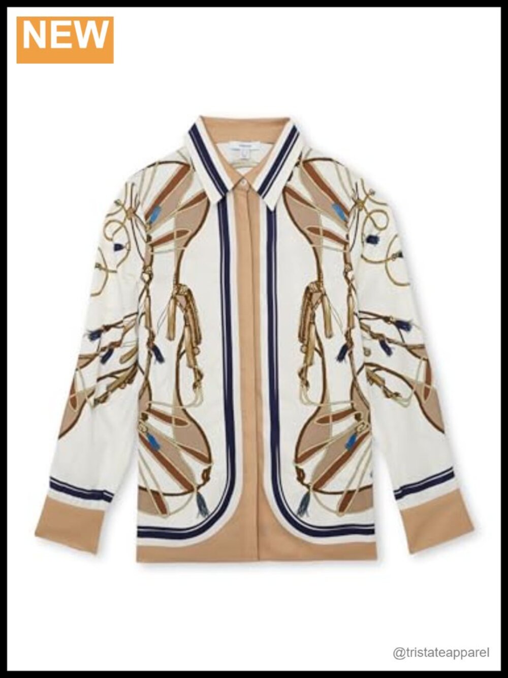 REISS Women's Ellis Scarf Printed Shirt